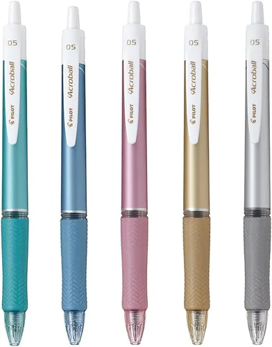 Pilot Acroball serie T, bolígrafo retráctil, tinta negra de 0.020 in, juego de 5 colores de cuerpo y nota adhesiva "monoc" (importación de Japón)