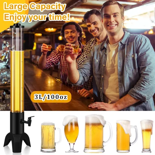 Miniatura 5 de Mumufy 6 juegos de 3 l dispensador de torre Mimosa Torre Mimosa con tubo de hielo, dispensadores de cerveza y margarita para fiestas, hogar, bar