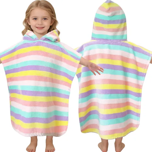 Miniatura 9 de Toallas tipo poncho con capucha para niños pequeños, de gran tamaño (2-4 años, 22 x 22 pulgadas), hechas de 100% algodón suave, toallas absorbentes