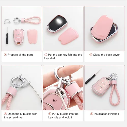 Miniatura 6 de YO&YOYE Funda para llavero rosa compatible con Nissan Altima Rogue Sentra Pathfinder Frontier Maxima Titan Murano Kicks Juke Versa Armada GTR 370Z