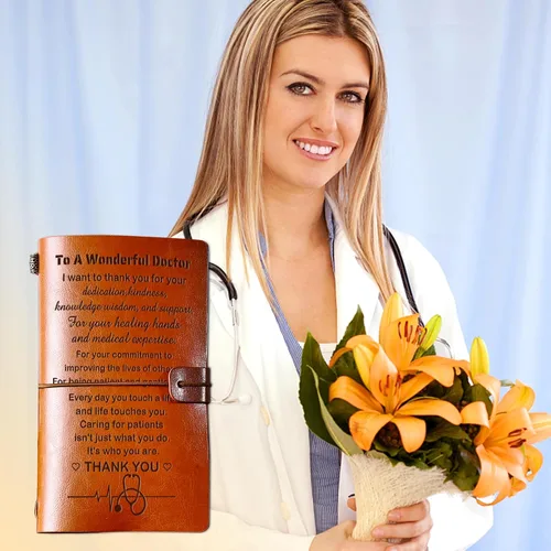 Miniatura 6 de Skexiod Regalos únicos de doctor para hombres y mujeres - Diario de cuero rellenable de 140 páginas para un doctor maravilloso, regalos