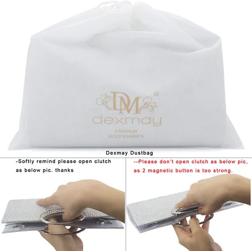 Miniatura 8 de Dexmay - Bolso de mano con diamantes de imitación con asa de cristal para boda, fiesta, elegante bolso de mano para mujer