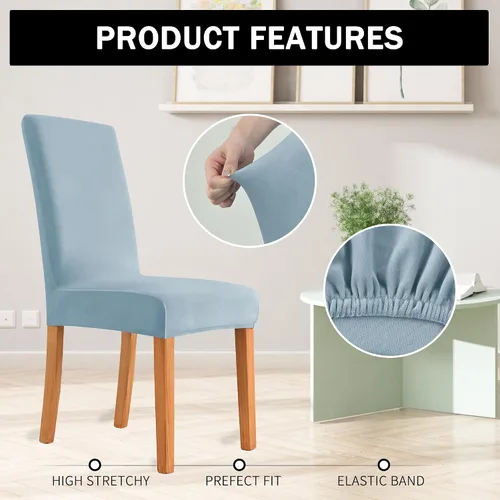 Miniatura 3 de Fundas elásticas para sillas de comedor, fundas de terciopelo suave para sillas Parson de comedor, fundas protectoras de asiento extraíbles
