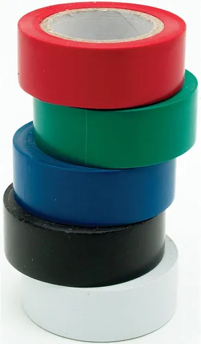 Miniatura 2 de Performance Tool 1135 - Juego de cinta eléctrica roja, verde, azul, negra y blanca, paquete de 5