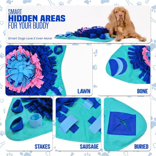 Miniatura 6 de PET ARENA Alfombrilla de olfateo para perros de razas grandes, gatos - 25" x 25" juguetes de enriquecimiento para perros con alfombrilla de olfateo
