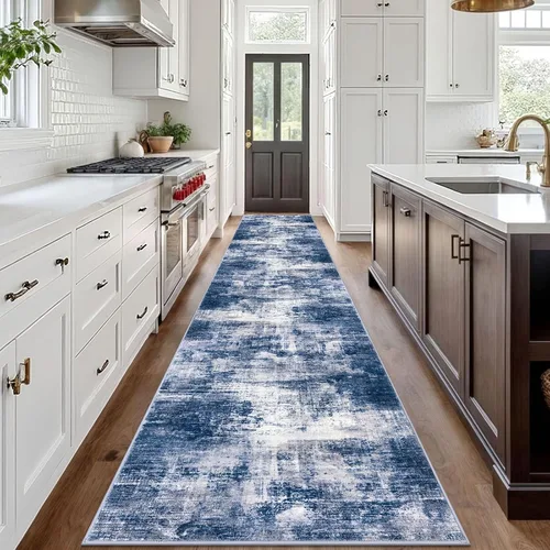 Miniatura 103 de IOHOUZE Alfombra abstracta lavable de 3 x 12 pies para pasillos, antideslizante para cocina, camino de entrada de lana sintética para interiores