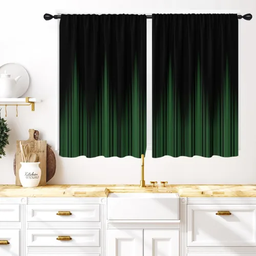 Miniatura 10 de Coxila Cortinas 100% opacas en negro y beige de 42 x 63 pulgadas, cortinas góticas degradadas con aislamiento térmico para dormitorio