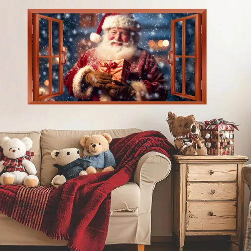 Miniatura 3 de Calcomanías de Pared de Navidad, Pegatinas de Papá Noel para Decoraciones de Pared de Navidad Interior, Calcomanías de Ventana Falsa de Navidad