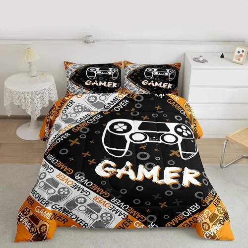 Miniatura 23 de Juego de edredón de videojuegos para niños y adolescentes, juego de ropa de cama para todas las estaciones, juego de ropa de cama