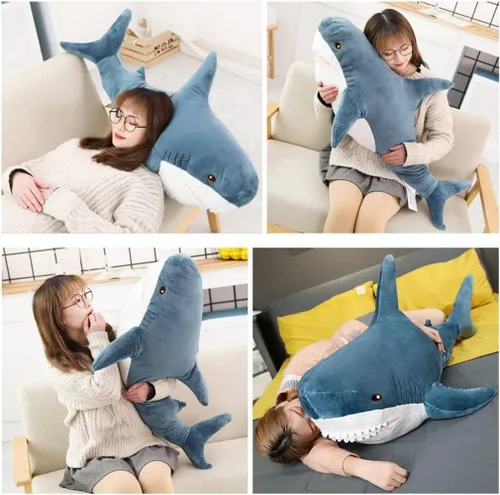 Miniatura 4 de Almohada de peluche de tiburón de 39.5 pulgadas, animal de peluche gigante, almohada de tiburón suave, almohadas de peluche de tiburón, juguete