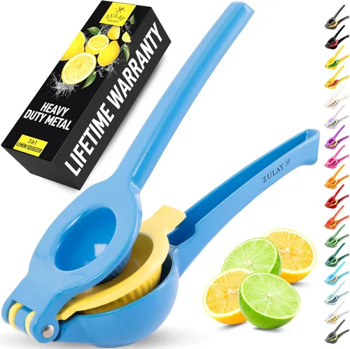 Miniatura 19 de Zulay Kitchen Exprimidor de limón 2 en 1 de metal, exprimidor de mano de extracción máxima resistente, exprimidor de limón que obtiene hasta