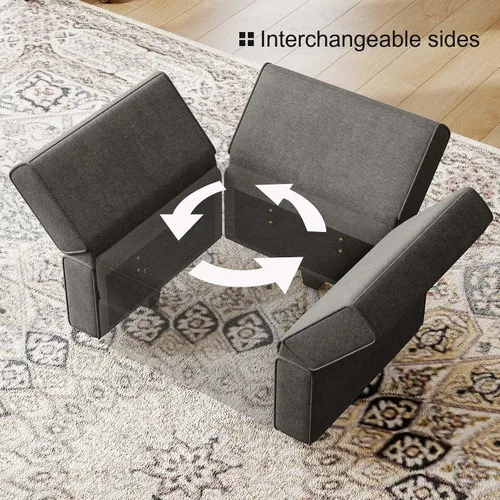 Miniatura 6 de Belffin - Sofá seccional modular con cama oculta, sofá seccional convertible para sala de estar. Sofá color gris claro