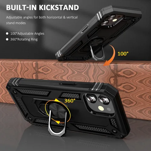 Miniatura 3 de ADDIT i Phone 12 Mini - Funda para iPhone 12 Mini, con anillo de soporte, soporte ajustable, grado militar, protección resistente, a prueba de Negro
