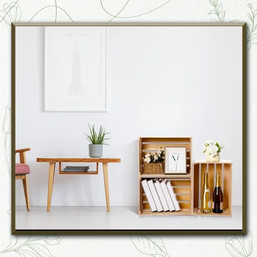 Miniatura 6 de Weysat Paquete de 3 cajas grandes de madera para almacenamiento, 16 x 12 x 9.5 pulgadas, cajas de madera sin ensamblar con asa, caja decorativa