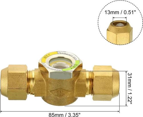 Miniatura 2 de PATIKIL Mirilla, 1/2 x 1/2 SAE Universal Indicador de Humedad Líquida para Aire Acondicionado Refrigeración HVAC