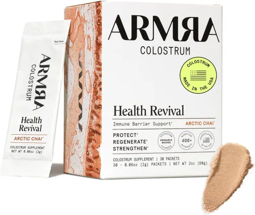 ARMRA Polvo de calostro | Arctic Chai | Salud intestinal e hinchazón | Piel y cabello | Inmunidad | Keto, gluten y sin grasa | 30 porciones