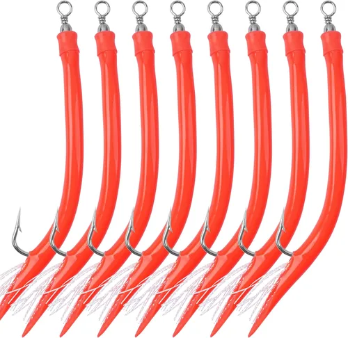 Miniatura 9 de Señuelos de tubo de pesca para pesca con ganchos de acero inoxidable, giratorios de barril para Striper de agua salada