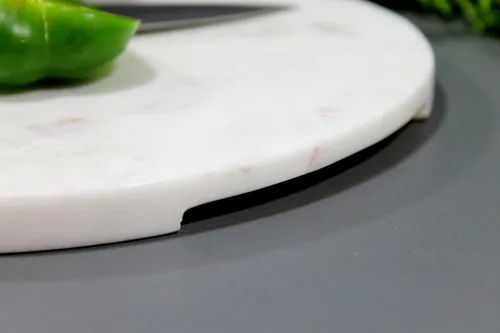 Miniatura 7 de KLEO Tabla de cortar de mármol, tabla redonda para quesos y plato de vino, tamaño mediano (9 pulgadas redonda), color blanco