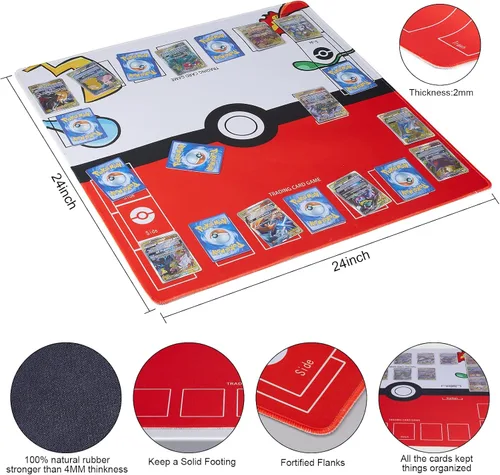 Miniatura 4 de Biouai Tapete de juego para juego de cartas intercambiables, tapete de entrenamiento para 2 jugadores para juego con estuche de transporte (negro)