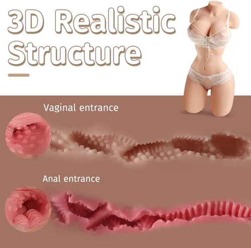Miniatura 6 de Muñeca sexual de tamaño completo de 9 libras, masturbador masculino, muñeca de silicona para adultos con anal vaginal realista y pechos grandes