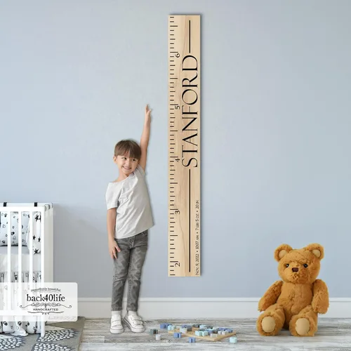Miniatura 12 de Regla de madera para niños y niñas, pintada o grabada (impresión clásica)