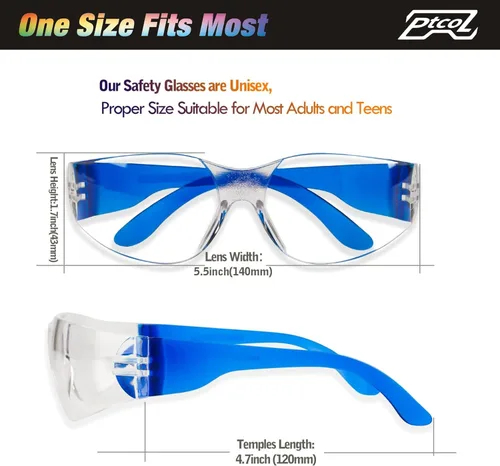Miniatura 6 de 28 unidades de gafas de seguridad en 7 colores (paquete grande de 24+4) Gafas protectoras unisex transparentes antiarañazos, lentes resistentes a