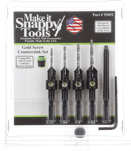 Miniatura 2 de Make it Snappy Tools - Juego de 4 brocas avellanadoras compatibles con mandriles Centrotec Festool