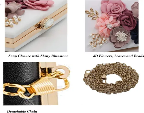 Miniatura 4 de Amaze Bolso de mano de flores para mujer, bolsas de noche florales para boda, novia, fiesta formal