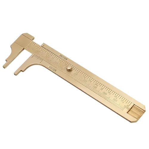 Jadeshay Herramienta de medición de calibradores, estilo vintage, regla de pinza Vernier de latón, escalas dobles (milímetros/pulgadas), herramienta