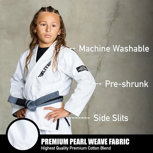 Miniatura 2 de Elite Sports Kids BJJ GI - Kimono brasileño Jiujitsu Gi con tela preencogida y cinturón, para niños y jóvenes, aprobado por la IBJJF