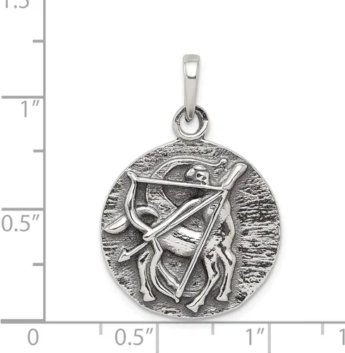 Miniatura 2 de Sagitario El Arquero zodiaco Círculo Colgante en Antiqued plata