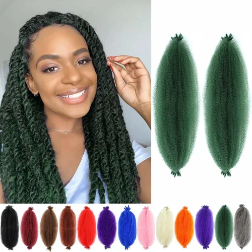 Miniatura 60 de Cabello afro trenzado elástico color marrón claro de 16 pulgadas, paquete de 3 T27, cabello afro preesponjado y trenzado elástico, cabello afro