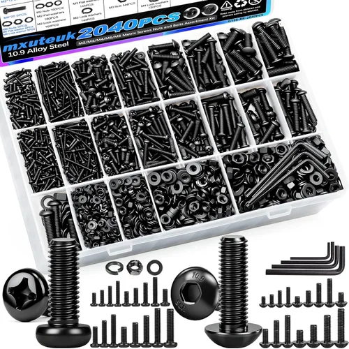 Miniatura 17 de mxuteuk Juego de tornillos M2.5 surtidos, M2.5 x 4/6/8/10/12/16/20/25mm, tornillos de cabeza hexagonal con tuerca hexagonal, kit de tuercas, acero
