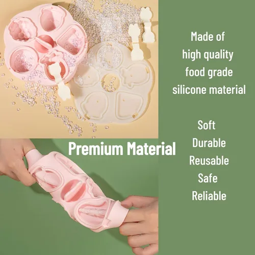 Miniatura 3 de Moldes de paletas de 5 piezas, lindas bandejas de paletas con formas de frutas, molde de silicona sin BPA para helados para congelador, hecho