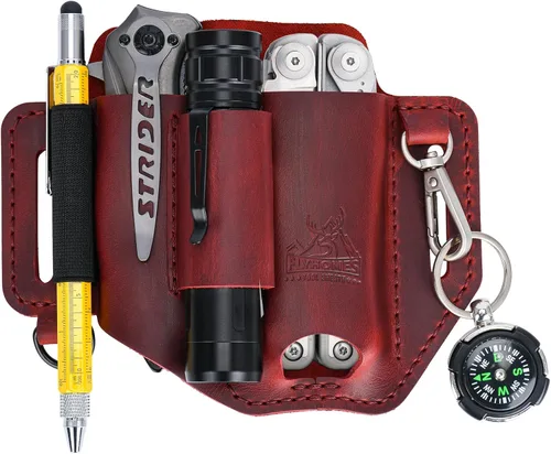 Miniatura 8 de FLYHOMES Funda Premium de Cuero Genuino de Vaca de Grano Completo para Multiherramientas Organizador de Cinturón Cosido a Mano para Leatherman