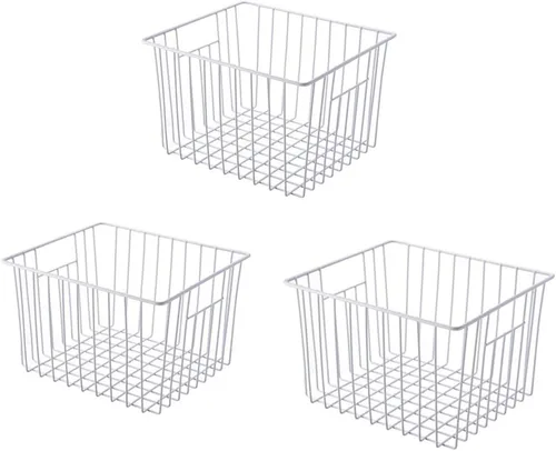 Miniatura 8 de Slideep Cestas de alambre para congelador, cesta de almacenamiento con asas, almacenamiento de alimentos para armarios de cocina, despensa, armario