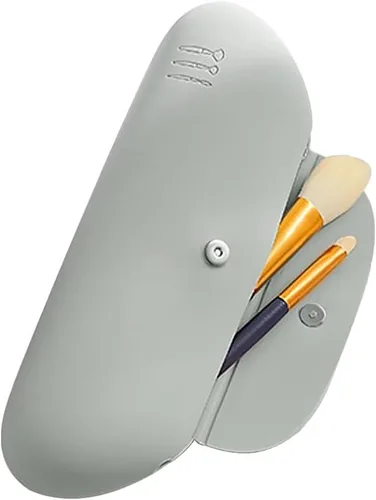 TUCANA Soporte para brochas de maquillaje de viaje prémium con cierre magnético, organiza y asegura tus brochas sobre la marcha, Gris, Moda