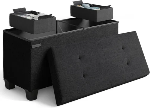 Miniatura 93 de Cubo otomano de almacenamiento con cubo pequeño, otomana cuadrada de 15 pulgadas con almacenamiento para sala de estar y dormitorio, reposapiés