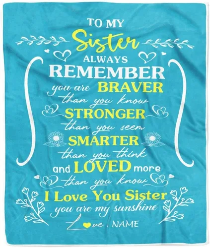 Miniatura 26 de Manta personalizada con texto en inglés «To My Sister from Brother I Love You Hugs» (texto en inglés) con texto en inglés «To My Sister», «I Love