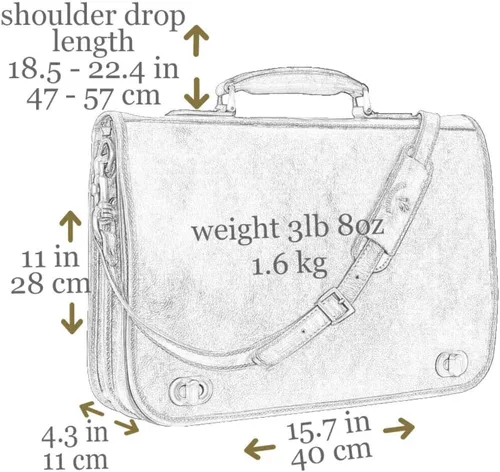 Miniatura 5 de Maletín de cuero para laptop Attache Medium Time Resistance, Negro