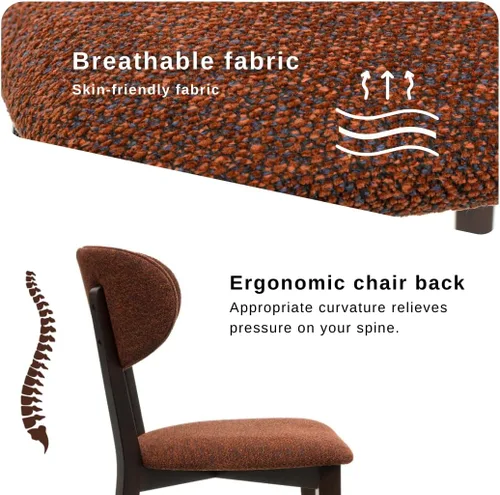 Miniatura 2 de BISCHAIR - Juego de 4 sillas de comedor de madera tapizadas de mediados de siglo modernas para muebles de habitación con diseño ergonómico duradero