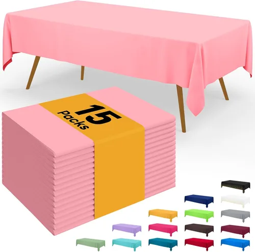 Miniatura 49 de Smiry - Juego de 6 manteles desechables, 54 x 78 pulgadas, manteles impermeables rectangulares para fiestas, cubierta de mesa de plástico