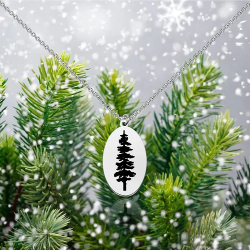 Miniatura 4 de FEELMEM Collar con dije de pino, árbol de pino, aventura y viaje, joyería para entusiastas del aire libre, regalo