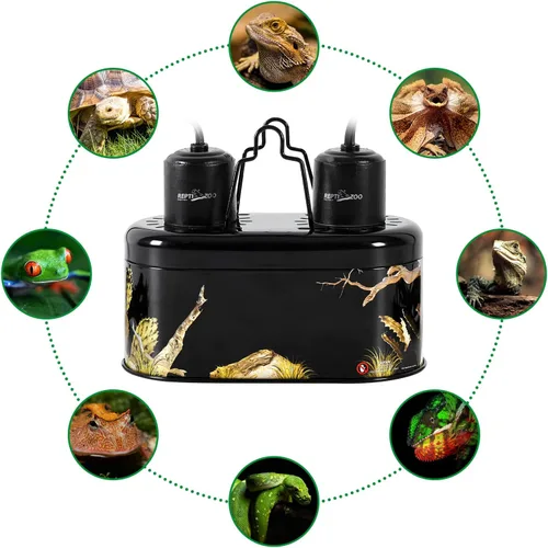 Miniatura 7 de REPTI ZOO Nano Combo Print Tropical Desert Reptile Dual Deep Dome Lámpara Luminaria para Reptiles Máx 40 Vatios Altura Máxima de Bombilla 4 pulgadas