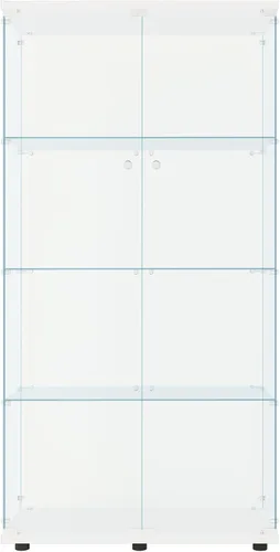 FLYMUHJIA Gabinete de cristal para cocina, despensa, armario de almacenamiento de barra de esquina con cuatro niveles de doble puerta, 64 pulgadas