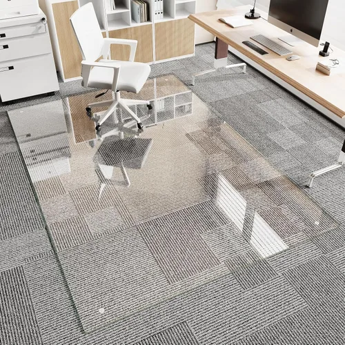Miniatura 13 de Koonmi Tapete de cristal para silla de alfombra, 36 x 48 pulgadas, tapete de vidrio templado para silla de oficina, tapetes de vidrio con bordes