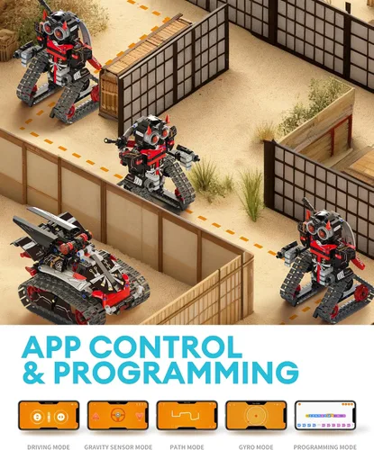Miniatura 4 de Opmind Kit de Construcción de Robot RC STEM 5 en 1, Control por APP y Control Remoto, Bloques Samurái/Ninja 419 Piezas, Set de Constructor Juguete