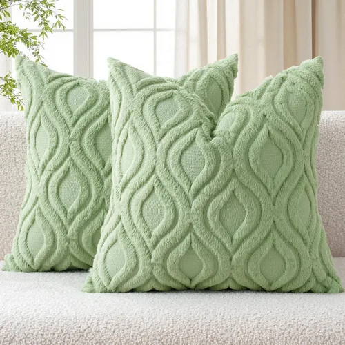 Miniatura 9 de MIULEE - Juego de 2 fundas de almohada de lana sintética suave y afelpada, fundas decorativas de estilo bohemio para sofá, sala de estar, cama, 18 x