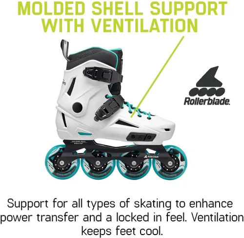 Miniatura 5 de Rollerblade Lightning - Patín en línea urbano para mujer, blanco y aguamarina