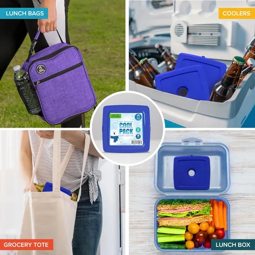 Miniatura 3 de Healthy Packers Bolsas de hielo delgadas reutilizables para loncheras para niños y adultos Paquetes de congelador finos de larga duración